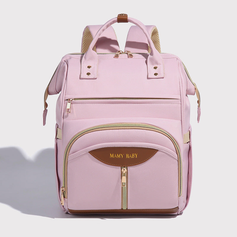 Stylish Mom Backpack with Insulated Bottle Pocket – Multi-Compartment Diaper Bag, Anti-Theft Phone Pocket, Large Capacity Baby Organizer, Travel Backpack for Moms (Pink)