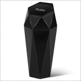 Push-Top Car Trash Can – Compact 600mL Auto-Close Garbage Bin for Cup Holder, Door Pocket & Desk, Waterproof, Leakproof, Sleek Geometric Design (Black)