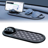 2-in-1 Car Dashboard Anti-Slip Mat with 360° Rotating Phone Holder – Holds Phone, Sunglasses & Keys, Spring-Clamp Grip, Non-Slip Silicone, Universal Fit (Grey- Black)