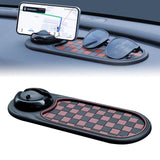 2-in-1 Car Dashboard Anti-Slip Mat with 360° Rotating Phone Holder – Holds Phone, Sunglasses & Keys, Spring-Clamp Grip, Non-Slip Silicone, Universal Fit (Brown- Black)