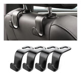 4-Pack Car Headrest Hooks – Heavy-Duty Seat Back Organizers for Handbags, Groceries, Coats & More, Universal Fit, No Tools Needed, Strong & Silent Design (Black)