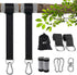 8ft Premium Polyester Swing Straps Set – 3000lb Load Rating, with Locking Carabiners & Tree Guards for Family Hammocks & Outdoor Play (Black)