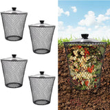 4 Pack Underground Worm Composting Bin with Lid, Metal Mesh Bucket for Organic Waste, Garden Soil Enrichment Tool (Silver)