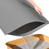 Double-Layer EVA Cat Litter Mat for Litter Box, Honeycomb Design Traps Scattered Sand, Waterproof & Non-Slip Floor Protector, Easy to Clean & Reuse (Grey)