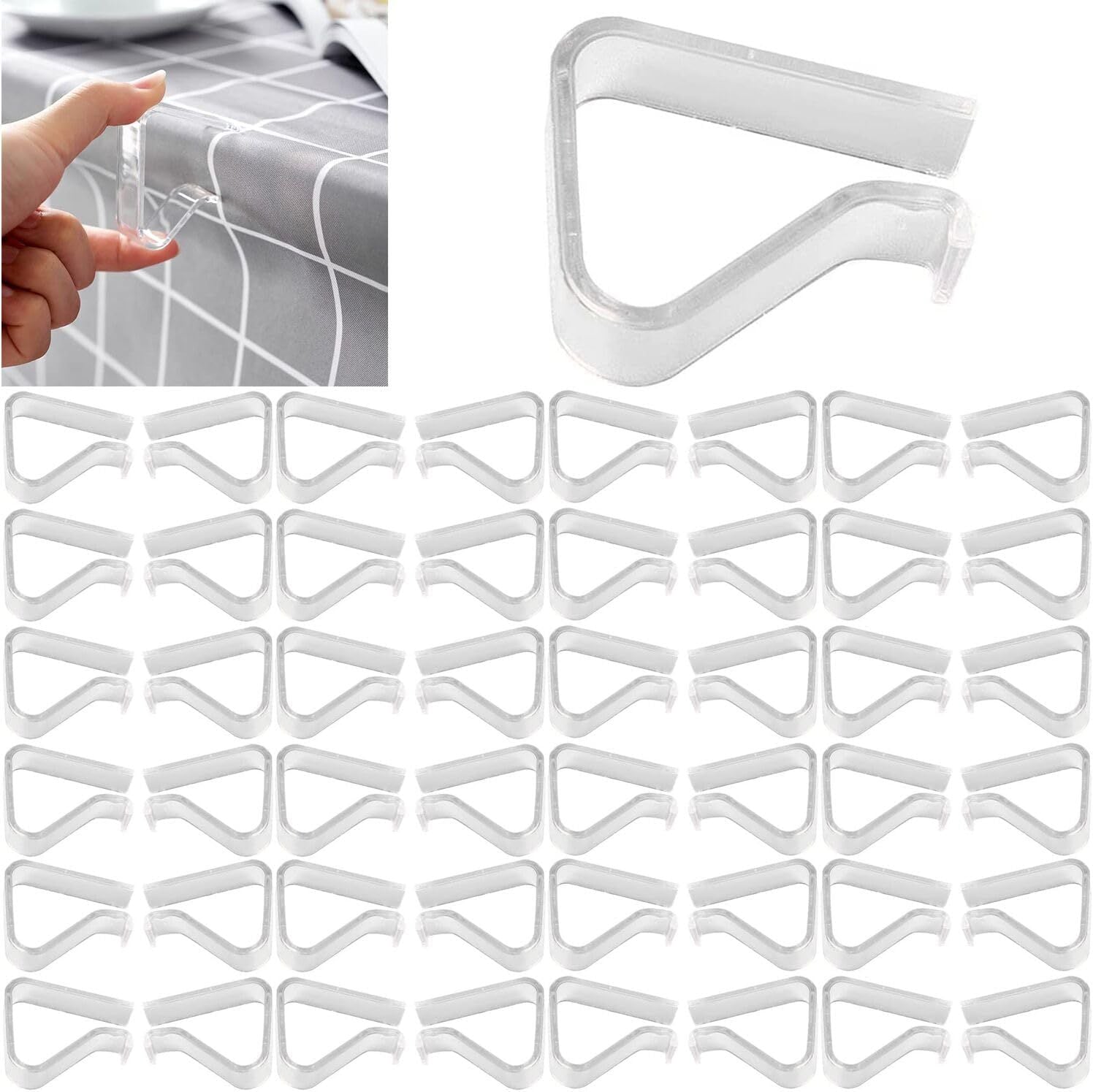 Transparent Large Tablecloth Clips for Thick Tables – Windproof Plastic Holders for Outdoor Parties, Weddings & Dining (Clear)