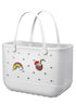 EVA Beach Tote Bag for Swimming, Pool & Travel – Waterproof Washable Rubber Handbag with 2 Random Charms, Lightweight & Sand-Resistant (White)  | Other Colors Available in Store