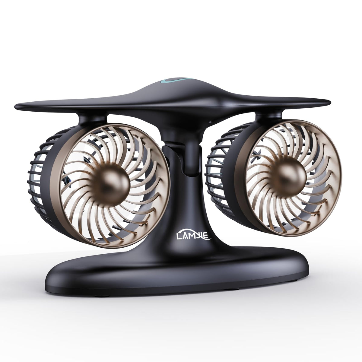 Dual Turbine Desk Fan with Aircraft Design – Wireless, Quiet, 3-Speed Touch Control for Home, Office, Bedroom, Portable Cooling (Black)