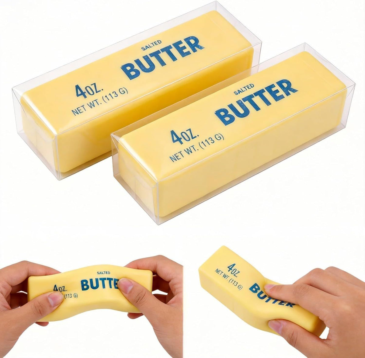 2 PCS Giant Butter Stick Squishy Toy for Office & School – Slow Rising Stress Reliever to Calm Anxiety (Yellow)