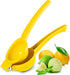 Manual Citrus Squeezer with Built-in Strainer, Non-Slip Handle & Grooved Press Head—For Lemons, Limes, Oranges—Easy Hand Juicing Tool for Cocktails, Dressings, Marinades—Includes Usage Guide (Yellow)