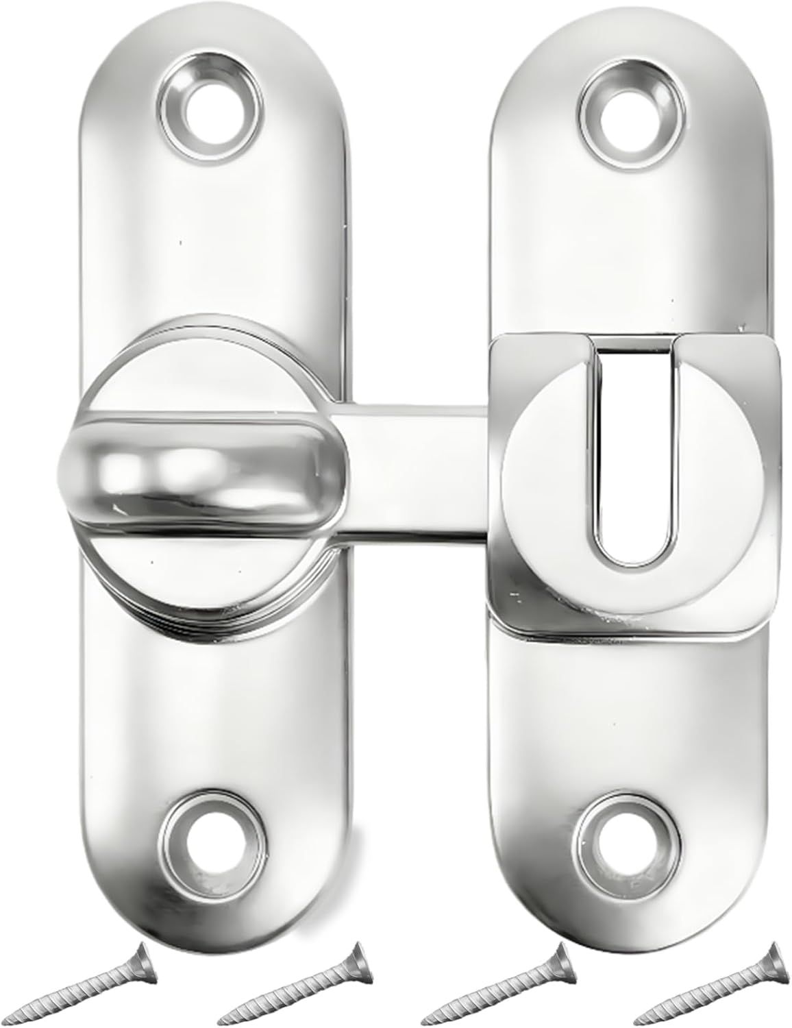 90/180 Degree Zinc Alloy Flip Lock for Barn & Sliding Doors – Heavy Duty Security Latch for Cabinets, Windows & Sheds (Silver)