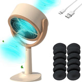 Portable Desktop Smoke Purifier Fan with Strong Suction, USB Rechargeable Mini Exhaust Hood for Home Kitchen BBQ Office Travel Includes 12 Filters (Beige)