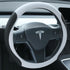 Premium Nappa-Style Steering Wheel Cover for Tesla Model 3 (2016–2025) and Model Y (2020–2026), Two-Tone White & Black, Silicone-Lined, Anti-Slip Grip Zones, Easy Install (White)