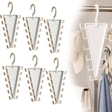 6-Pack V-Shaped 360° Rotating Closet Organizer with 12 Hooks for Hats, Bags & Scarves, Space-Saving Wardrobe Hanger (White)