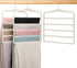 3-Pack Black 5-Tier Velvet Pants Hangers—Swivel Hook, Multi-Use for Pants, Scarves, Towels & Ties—Space-Efficient Closet Organizer for Apartments, Dorms, Small Spaces (White)