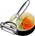 Premium Zinc Alloy Multifunctional Vegetable Peeler with Rotating Serrated Blade, Ergonomic Handle for Kitchen Food Prep, Julienne Shredding, and Potato Peeling (Silver)