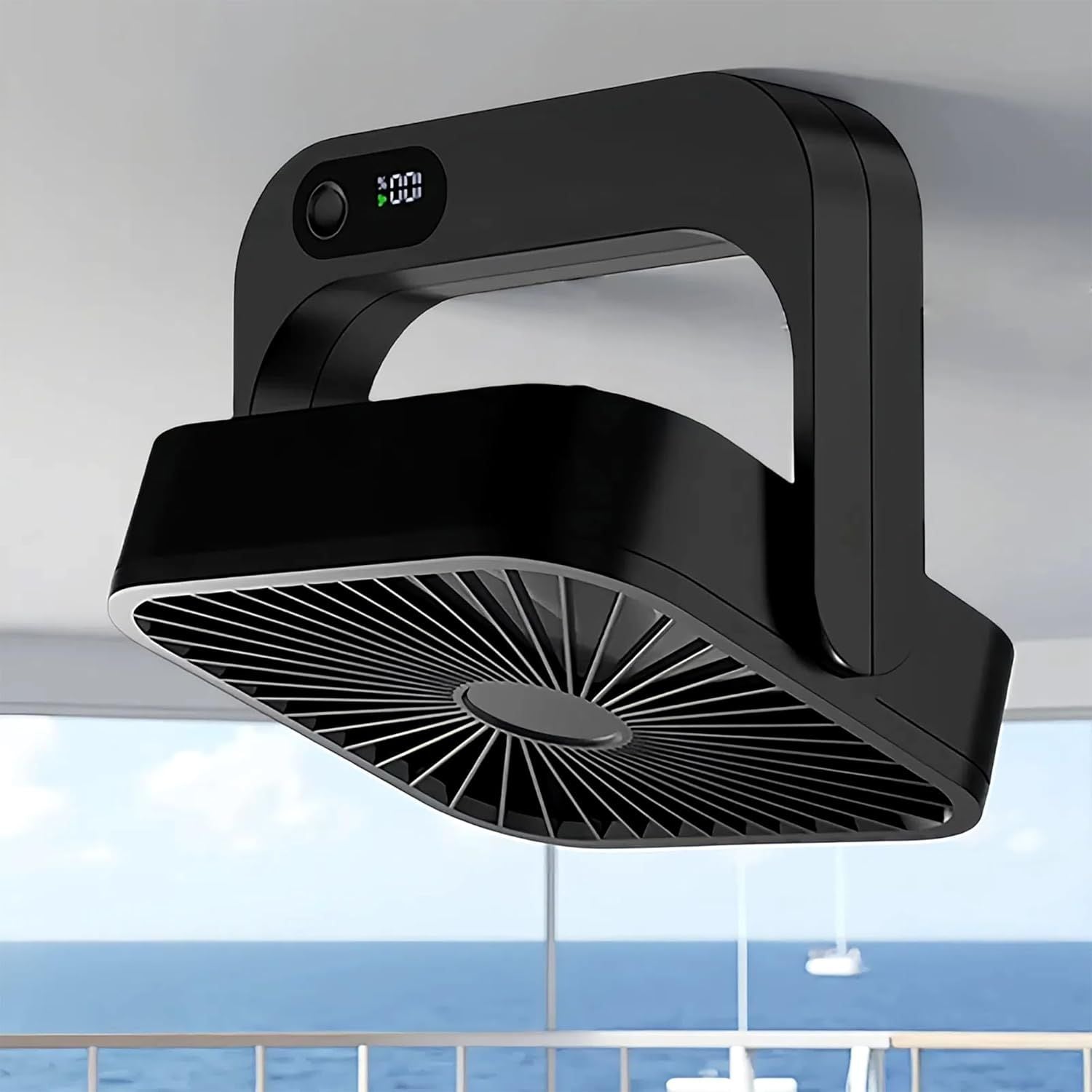 Magnetic Rechargeable Mini Desk Fan with 5-Speed LED Display for Office, Dorm & Bedside Use (Black)