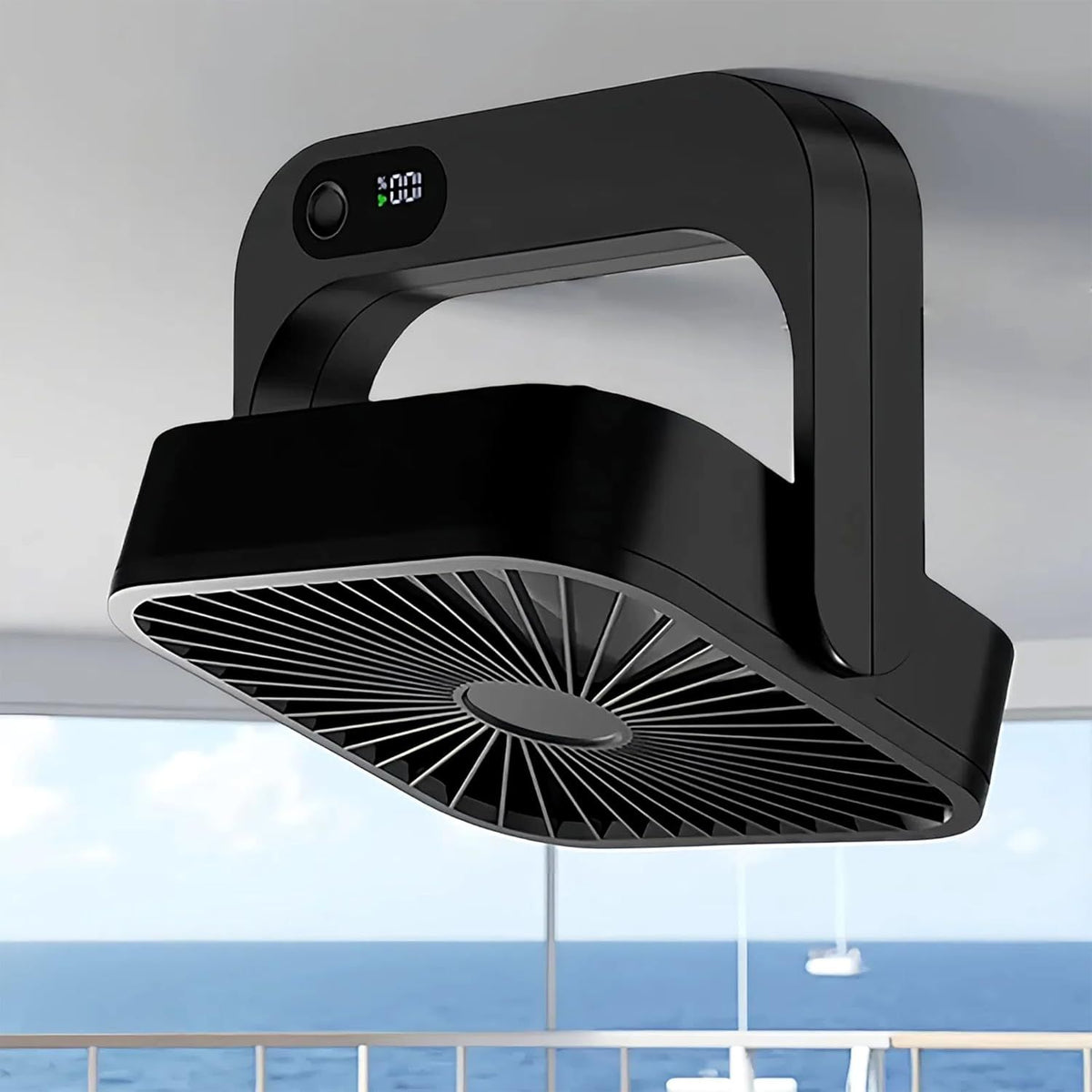 Magnetic Rechargeable Mini Desk Fan with 5-Speed LED Display for Office, Dorm & Bedside Use (Black)