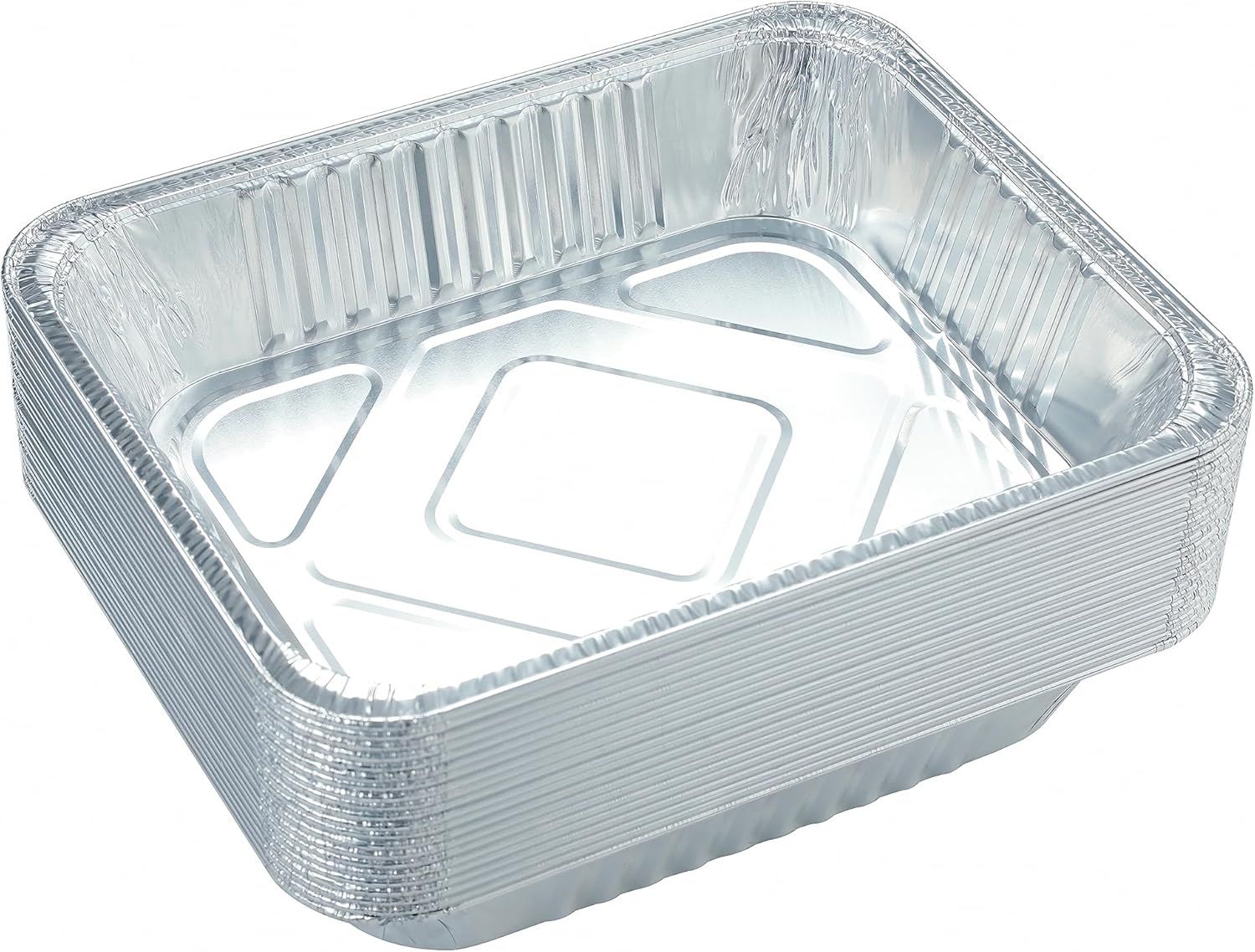 10 Pack Heavy-Duty Disposable Aluminum Foil Pans for Baking, Grilling & Catering – Extra Thick Rectangular Trays for Oven, BBQ & Steam Table Use (Silver)