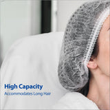 100-Pack Disposable Non-Woven Hair Net Caps – High Capacity, Elastic Band, Lint-Free & Latex-Free for Kitchen, Medical, Spa Use (White)