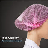 100-Pack Disposable Non-Woven Hair Net Caps – High Capacity, Elastic Band, Lint-Free & Latex-Free for Kitchen, Medical, Spa Use (Pink)