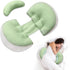 Adjustable Pregnancy Pillow with Velcro Design – Side Sleeping Support for Back, Belly, Hips & Legs, Travel-Friendly Maternity Pillow with Bonus Auxiliary Pillow(Green)