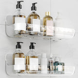 2-Pack Acrylic Adhesive Wall Shelf for Bathroom, Kitchen & Vanity Storage – No Drill, Waterproof with Drainage Holes (Clear)