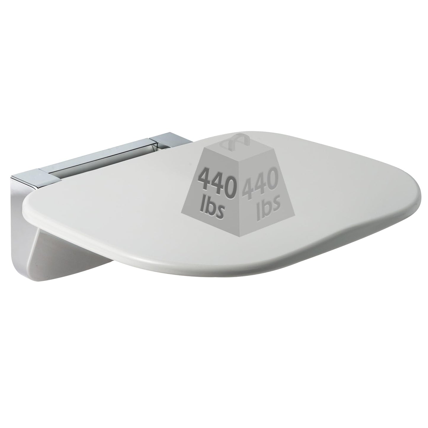 Wall Mounted Folding Shower Seat 440 lbs Load-Bearing – ABS Material Bathroom Stool with Stainless Steel Frame, Foldable 90° for Sauna, Hospital, Home Use (White)