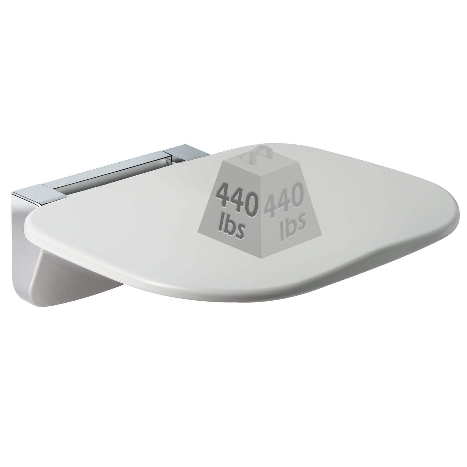 Wall Mounted Folding Shower Seat 440 lbs Load-Bearing – ABS Material Bathroom Stool with Stainless Steel Frame, Foldable 90° for Sauna, Hospital, Home Use (White)