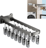 Wall-Mounted Foldable Sock Drying Rack with Multiple Clips for Balcony & Bathroom, Space-Saving Laundry Organizer (Gray) 