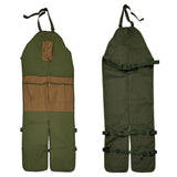 Heavy-Duty Canvas Garden Apron with Pockets & Adjustable Straps – Waterproof Long Apron for Outdoor Work, Farming, BBQ, and Gardening (Green)