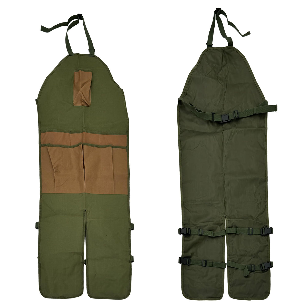 Heavy-Duty Canvas Garden Apron with Pockets & Adjustable Straps – Waterproof Long Apron for Outdoor Work, Farming, BBQ, and Gardening (Green)