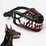 Funny Anti-Bite Dinosaur Dog Muzzle, Hell Hound Monster for Halloween Party Cosplay Dogs Beast Terror Pet Lifelike Teeth Mask Photo Shoots Trick or Treat with Adjustable Straps，With Blood,S(Black)