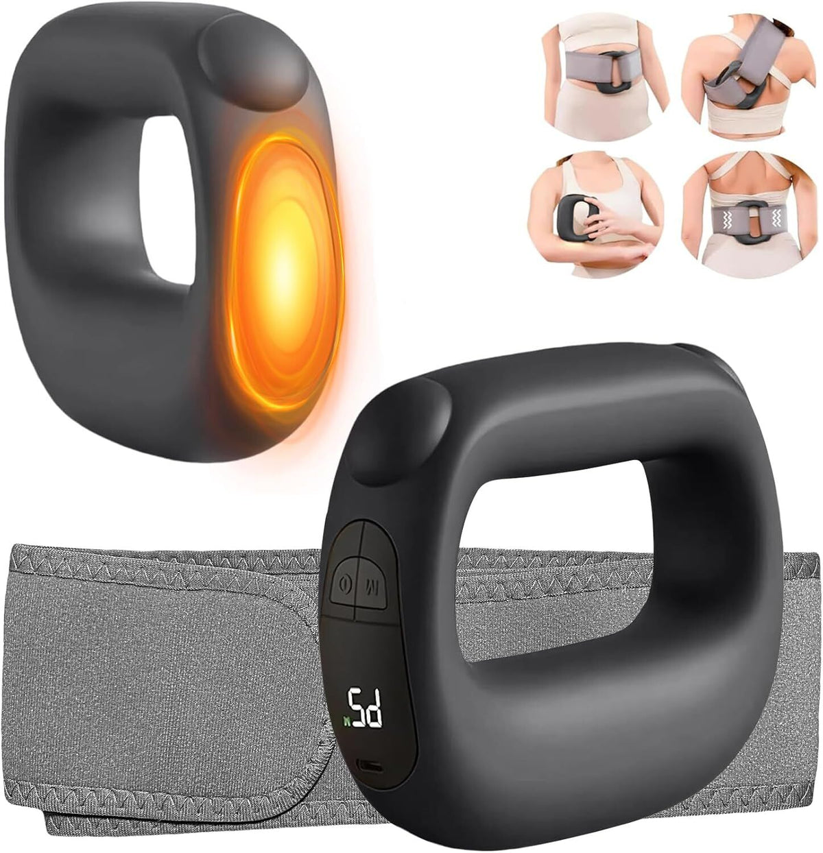Portable Heated Fascia Ring Massager with 5-Speed Vibration & USB-C Charging – Deep Tissue Muscle Relief for Neck, Back, and Shoulders (Black) | Other Colors Available In-Store