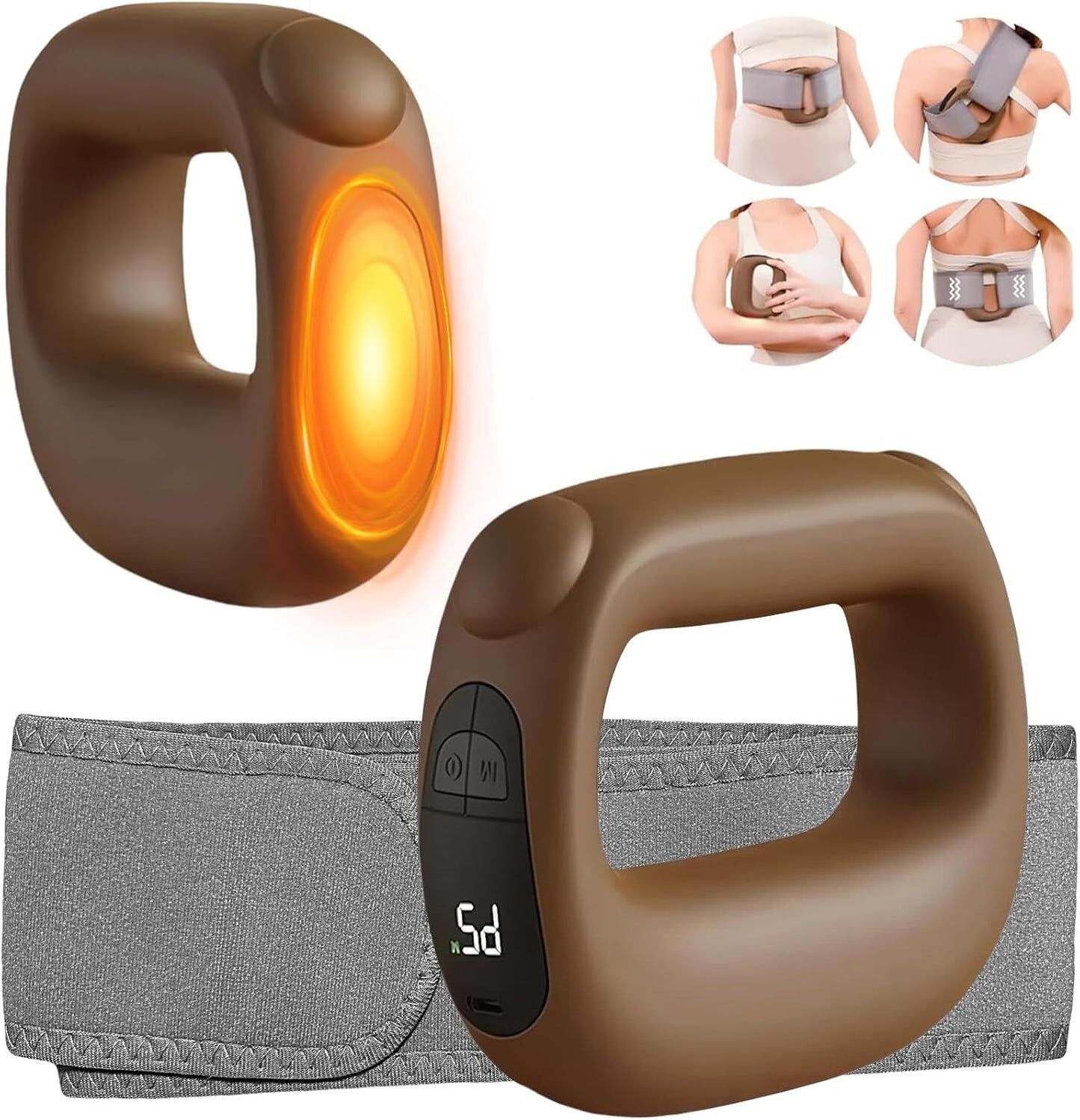 Portable Heated Fascia Ring Massager with 5-Speed Vibration & USB-C Charging – Deep Tissue Muscle Relief for Neck, Back, and Shoulders (Pink) | Other Colors Available In-Store