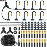 200Ft 1/4" Drip Irrigation System,Garden Irrigation Kit with 32pcs Adjustable Copper Nozzles,Automatic Atomizing Watering System for Outdoor Plants,Raised Bed,Yard,Potted Plant,Lawn