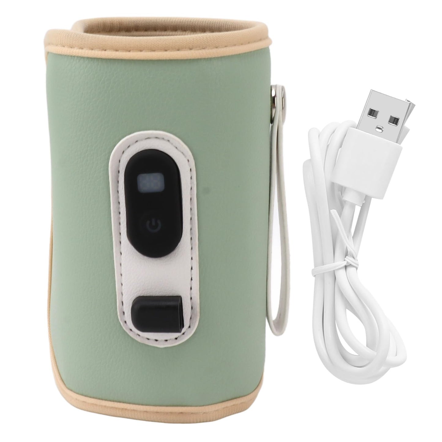 USB Baby Bottle Warmer – Portable Digital Milk Heater with 5-Temperature Settings, Rechargeable and Waterproof for Travel and Home Use (Green)
