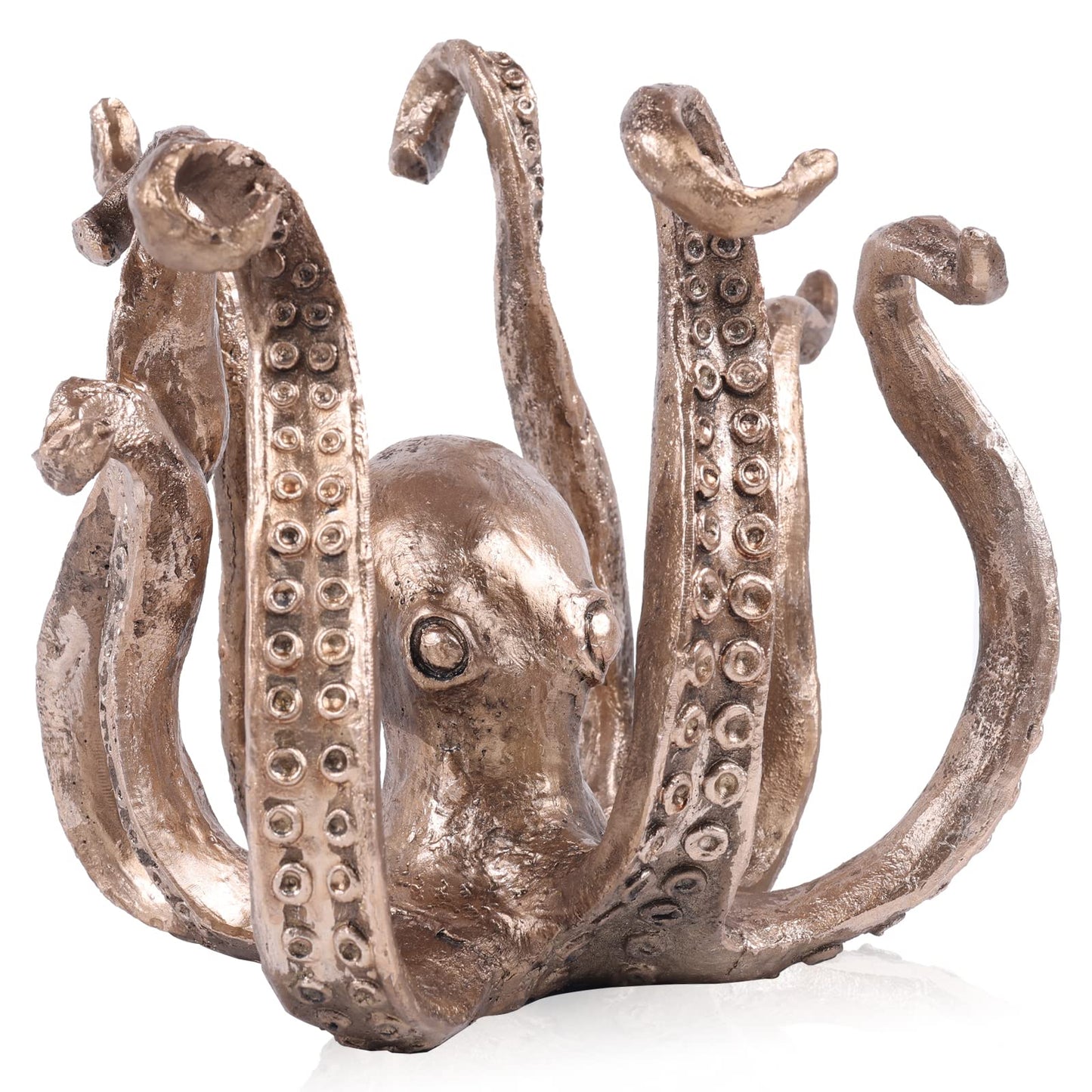 Multi-Functional Octopus Sculpture – Decorative Resin Cup Holder & Jewelry Organizer, Unique Home Accent for Living Room, Office, or Desk (Bronze)