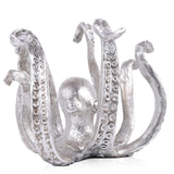 Multi-Functional Octopus Sculpture – Decorative Resin Cup Holder & Jewelry Organizer, Unique Home Accent for Living Room, Office, or Desk (Silver)
