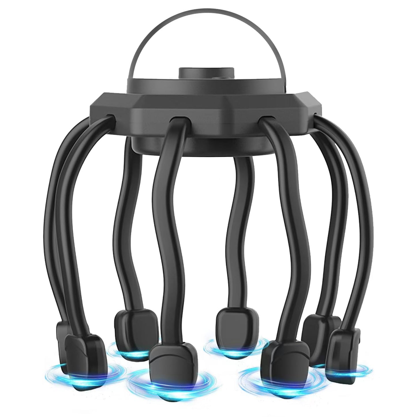 Wireless Octopus Head Massager – 8-Point Vibration Therapy, 360° Scalp Relief, Rechargeable with 3 Modes for Stress & Insomnia Relief (Black)