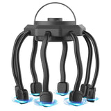Wireless Octopus Head Massager – 8-Point Vibration Therapy, 360° Scalp Relief, Rechargeable with 3 Modes for Stress & Insomnia Relief (Black)