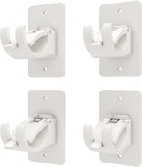 4-Pack No-Drill Self-Adhesive Curtain Rod Brackets for Smooth Walls, Universal Fit for Bathroom & Bedroom (White)