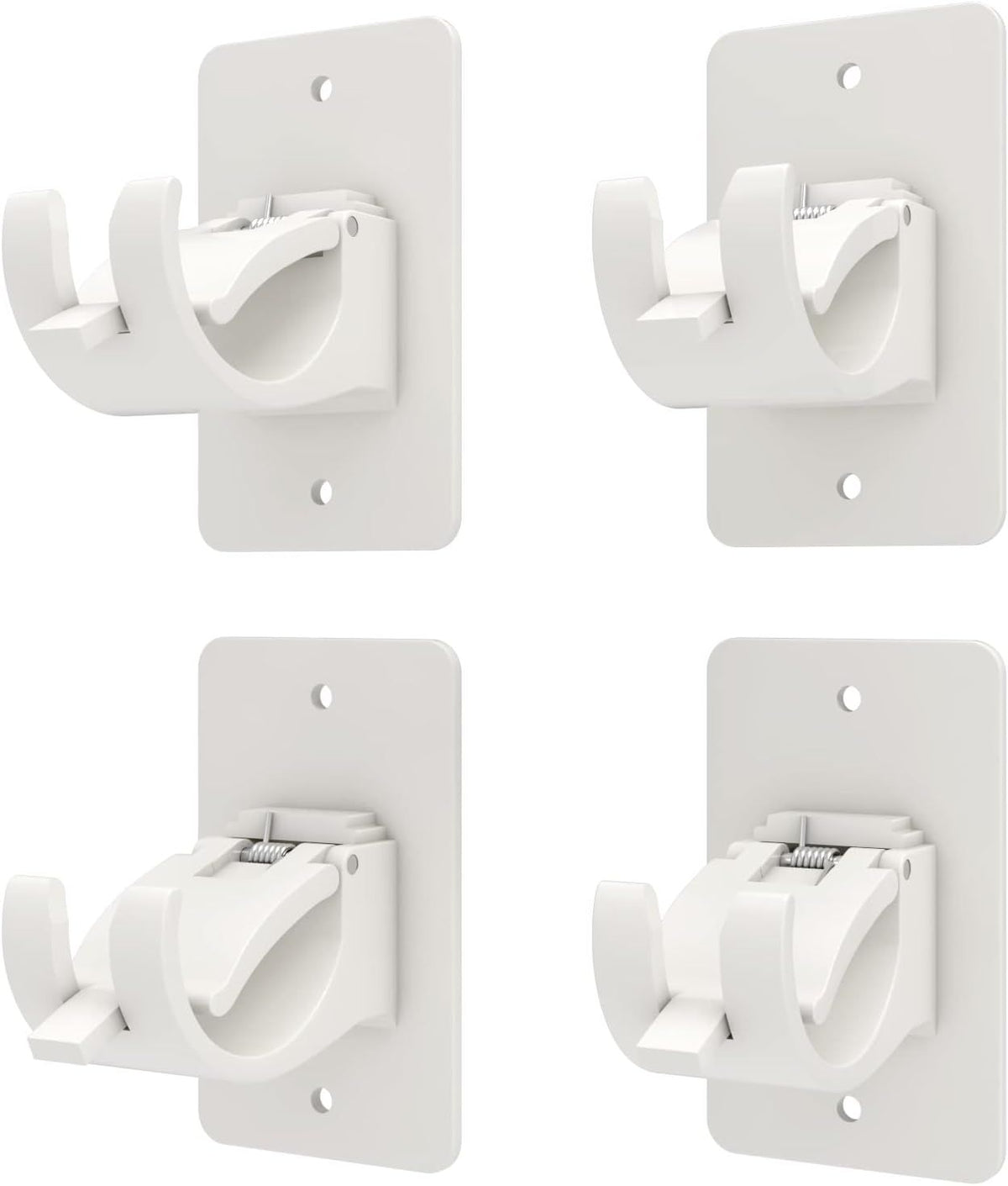 4-Pack No-Drill Self-Adhesive Curtain Rod Brackets for Smooth Walls, Universal Fit for Bathroom & Bedroom (White)