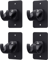 4-Pack No-Drill Self-Adhesive Curtain Rod Brackets for Smooth Walls, Universal Fit for Bathroom & Bedroom (Black)