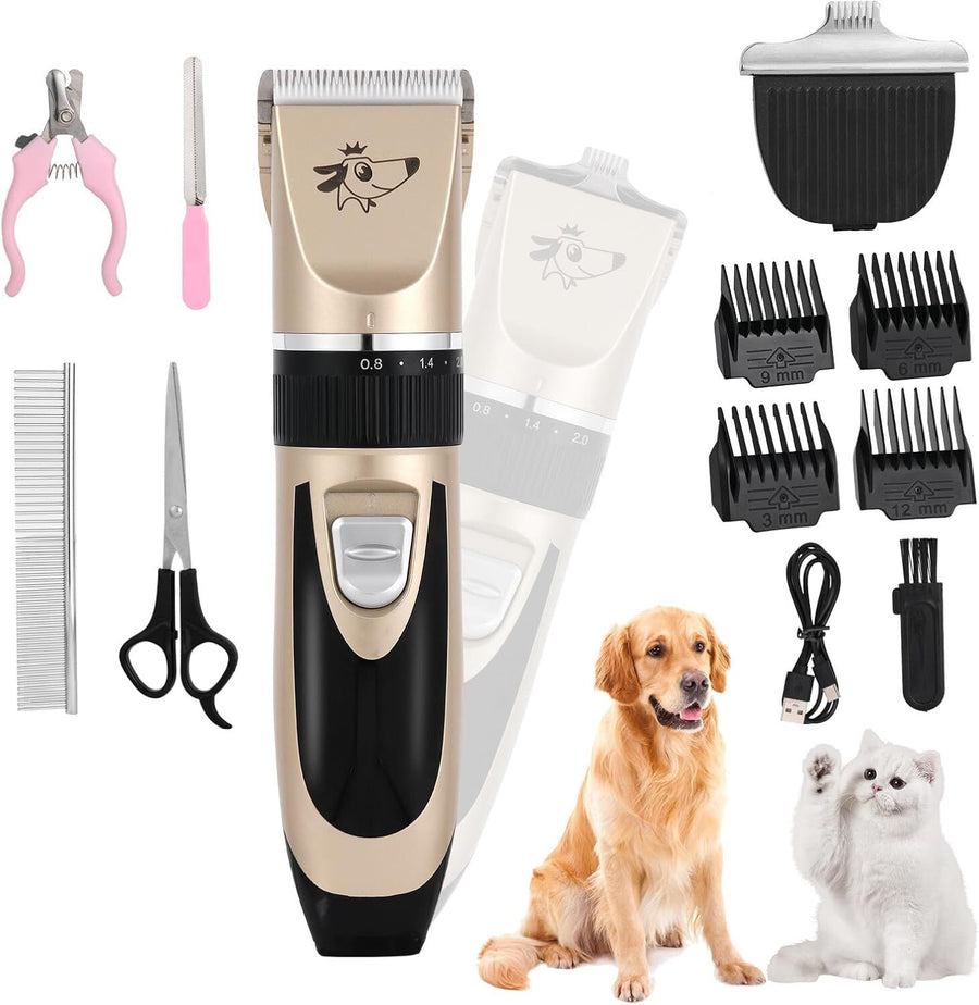 Professional Rechargeable Cordless Dogs Cats Horse Grooming Clippers - Professional Pet Hair Clippers with Comb Guides for Dogs Cats Horses and Other House Animals Pet Grooming Kit
