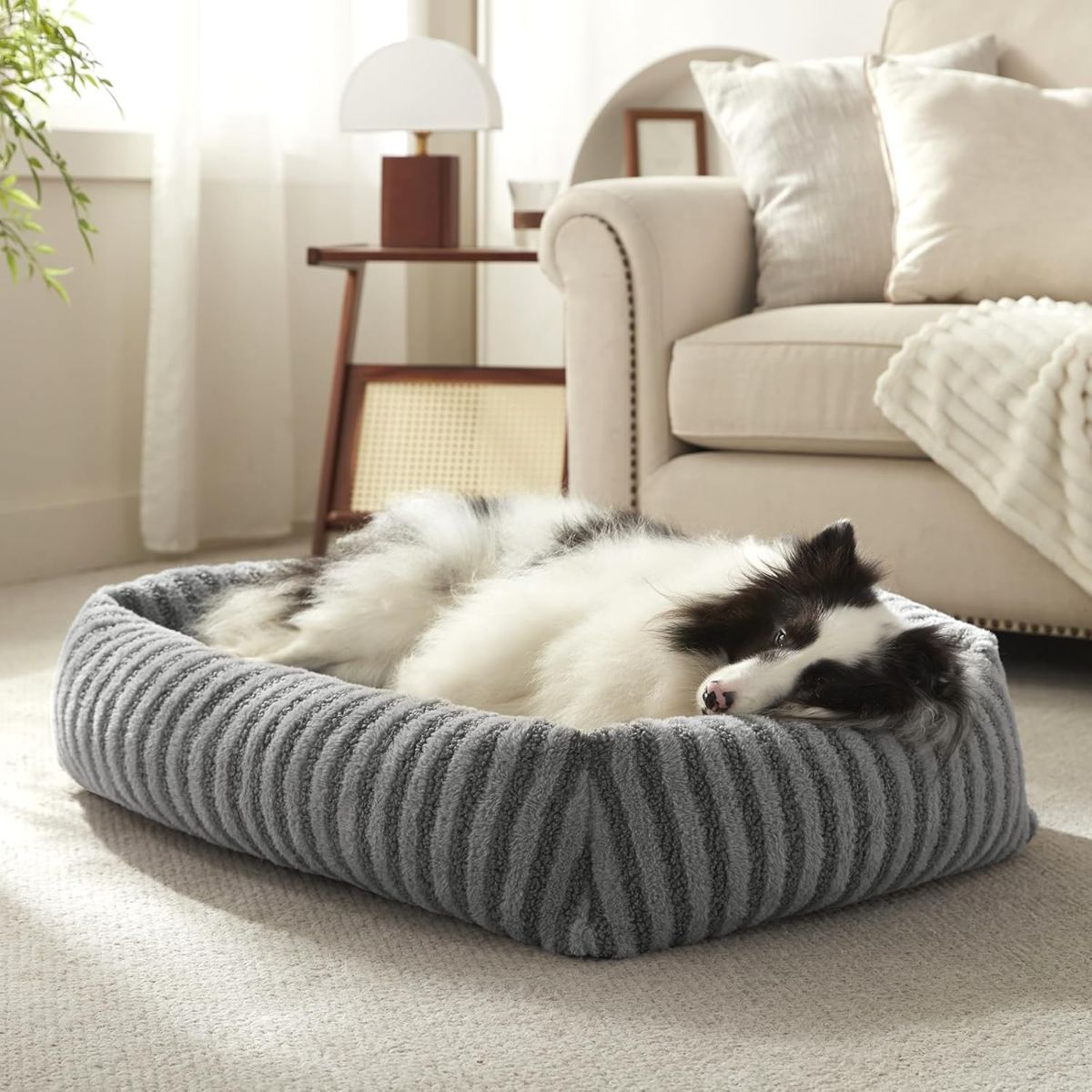 Dog Bed Soft Dog Bed Rabbit Velvet Dog Bed Teddy Fabric Dog Bed Cozy Dog Bed - Gray - Size 25in*21in