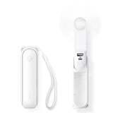 Handheld Mini Fan (White), 3-in-1 USB Rechargeable Portable Fan with Power Bank & Flashlight, Pocket Design for Travel & Summer