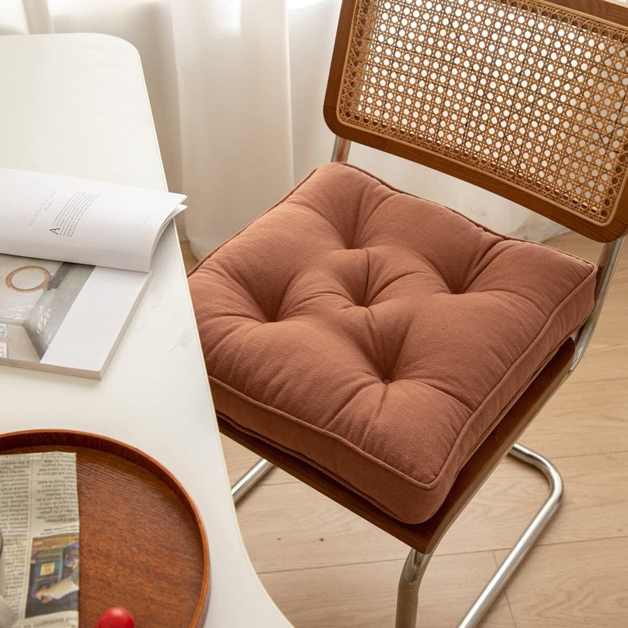 43×43×6cm Linen Cotton Thick Seat Cushion: Plush, Solid-Colour, for Office & Home Chairs, Aussie Comfort Essential
