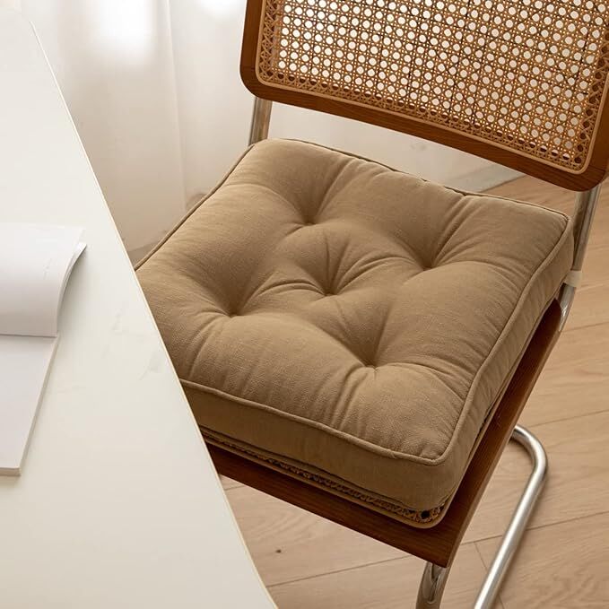 43×43×6cm Linen Cotton Thick Seat Cushion: Plush, Solid-Colour, for Office & Home Chairs, Aussie Comfort Essential