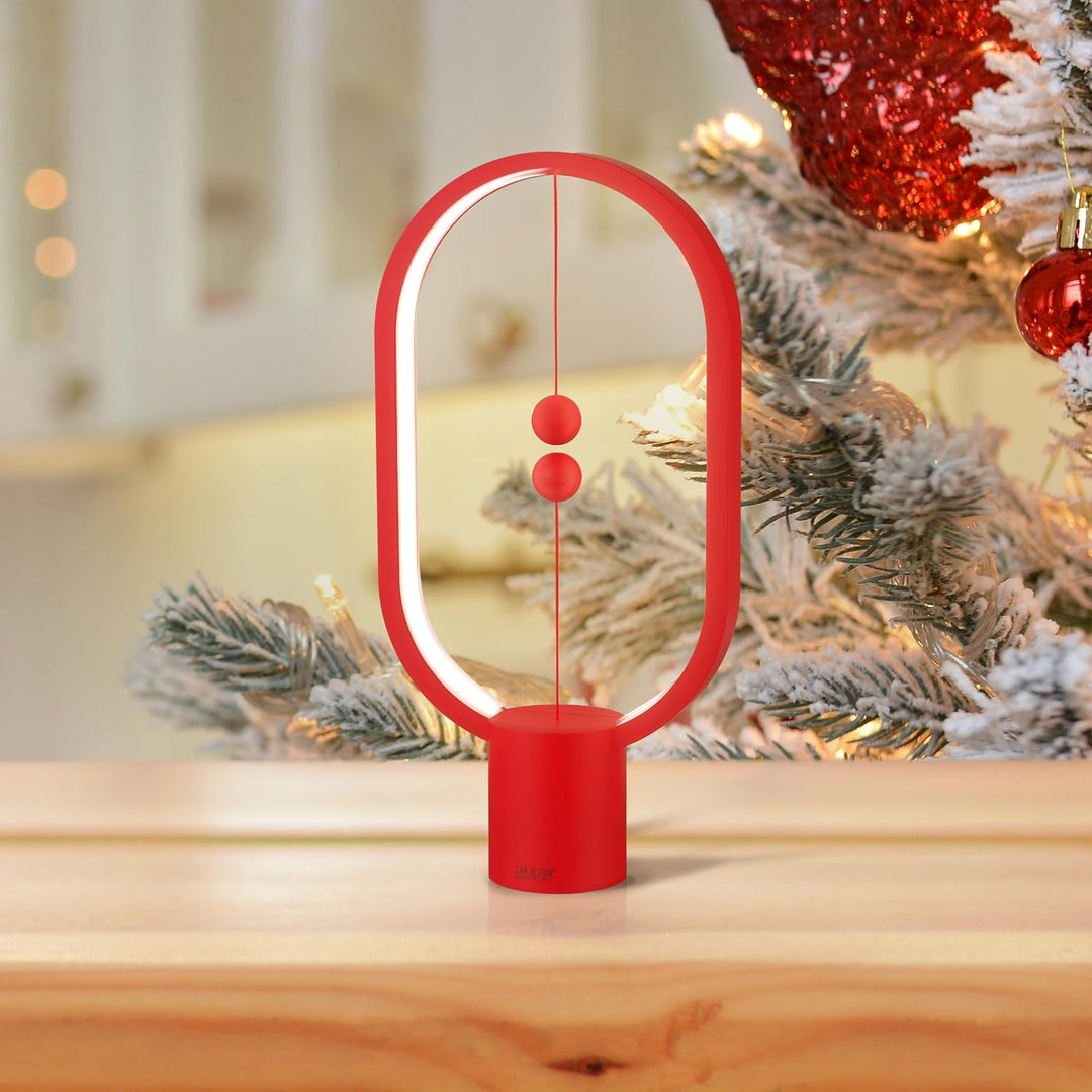 Red Magnetic Balance LED Table Lamp: USB-Powered, Dimmable Eye-Care Light with Award-Winning Design for Australian Homes & Offices