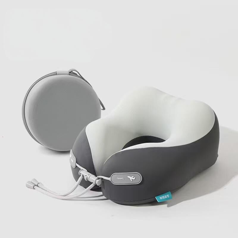 Cooling Memory Foam Neck Pillow for Travel-U-Shaped Ergonomic Travel Pillow for Adults,Flight Neck Pillow with Portable Case,Breathable Ice Silk Cover,Slow Rebound Support for Airplane,Car